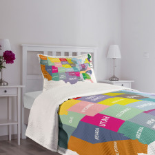 USA Map Colorful States Bedspread Set