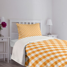 Orange Gingham Tile Bedspread Set