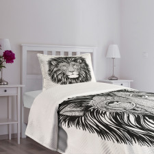 Wild Hipster Lion Glasses Bedspread Set