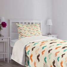 Retro Mustache Pattern Bedspread Set