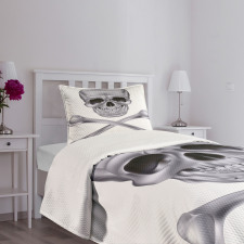 Vivid Skull Crossbones Bedspread Set