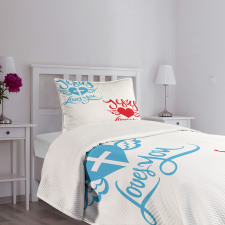 He Loves You Calligraphy Bedspread Set
