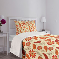 Red Retro Poppy Flowers Bedspread Set