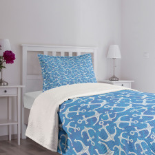 Hand Drawn Sea Anchor Bedspread Set