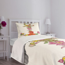 Spring Flowers Blooming Bedspread Set