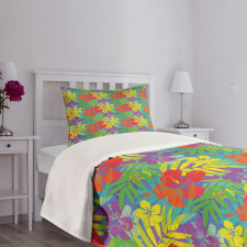 Abstract Vibrant Hibiscus Bedspread Set