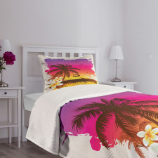 Tropical Beach Sunset Bedspread Set