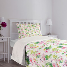 Hawaiian Hibiscus Leaves Bedspread Set