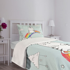 Rainbow Words Art Bedspread Set