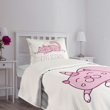Pink Funny Mascot Bedspread Set