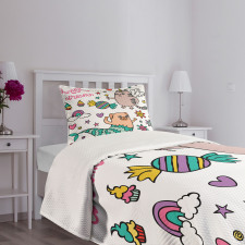 Pug Mermaid Wish Bedspread Set