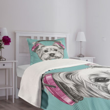 Headphones Music Dog Bedspread Set