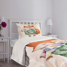 Fox Coffee Bird Bedspread Set