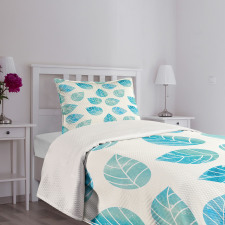 Fallen Blue Leaves Bedspread Set