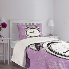 Retro Alarm Clock Grunge Bedspread Set