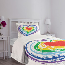 Nested Rainbow Heart Bedspread Set
