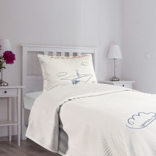 Paper Plane Sketch Bedspread Set