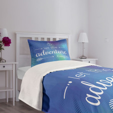 Marine Phrase on Blue Bedspread Set