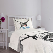 Dog with Antlers Surreal Bedspread Set