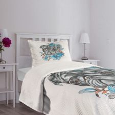 Fun Dog with Flowers Bedspread Set