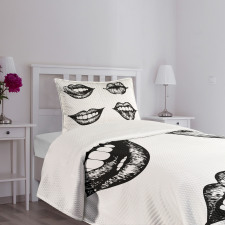 Monochrome Sketch Style Bedspread Set