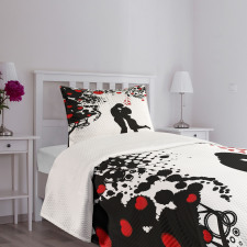 Lovers near Abstract Tree Bedspread Set