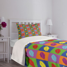 Vibrant Pop Art Kisses Bedspread Set