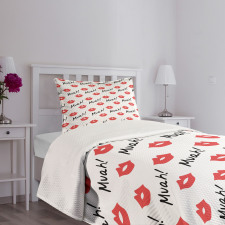 Red Woman Lips Romance Bedspread Set