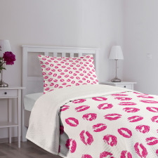 Vibrant Colored Lipstick Bedspread Set