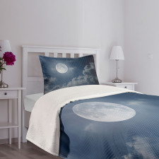 Night Skyline Full Moon Bedspread Set