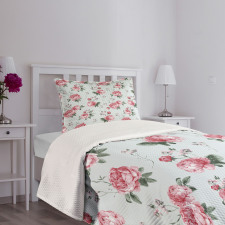 Pink Blossom English Flora Bedspread Set