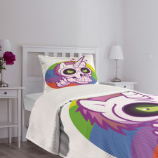 Cartoon Unicorn Design Bedspread Set