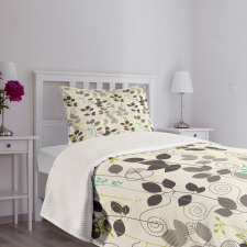 Doodle Leaves Earth Tone Bedspread Set