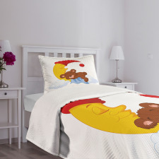 Kids Cartoon Baby on Moon Bedspread Set