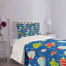 Vibrant Fish Marine Art Bedspread Set