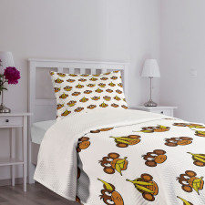 Funny Monkeys Bananas Bedspread Set