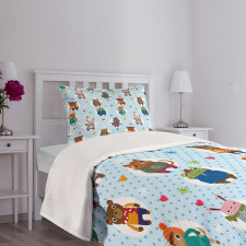 Animals Winter Clothing Bedspread Set