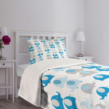 Elephants with Motifs Bedspread Set