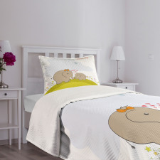 Mother Baby Elephant Bedspread Set