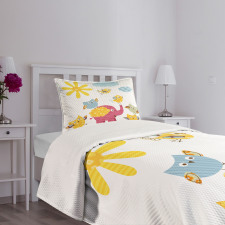 Colorful Birds Bedspread Set