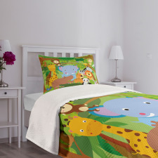 Funny Wildlife Mammals Bedspread Set