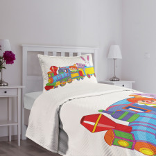 Clown Cat Bunny Train Bedspread Set