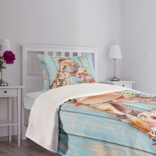 Seashell Wood Backdrop Bedspread Set