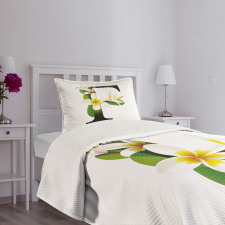Frangipani Green Theme Bedspread Set