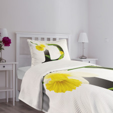 D Silhouette Daffodils Bedspread Set