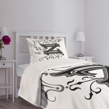 Calligraphic Capital Z Bedspread Set