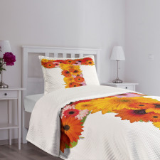 T Shaped Floral Design Bedspread Set