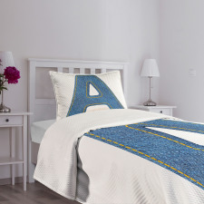 Blue Uppercase Jeans Bedspread Set