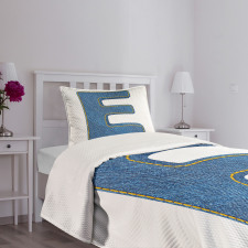 Denim Blue Jeans E Bedspread Set