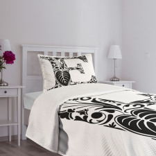 Floral Swirls Big Leaf Bedspread Set